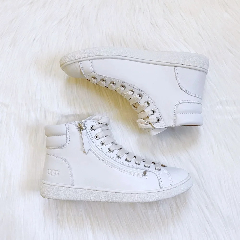 UGG White Leather Olive High Top Sneakers - Picture 6 of 7